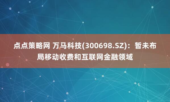 点点策略网 万马科技(300698.SZ)：暂未布局移动收费和互联网金融领域