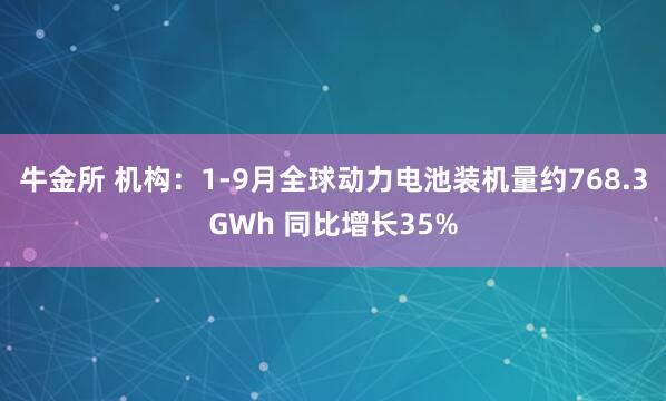 牛金所 机构：1-9月全球动力电池装机量约768.3GWh 同比增长35%