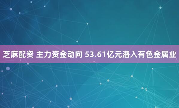 芝麻配资 主力资金动向 53.61亿元潜入有色金属业